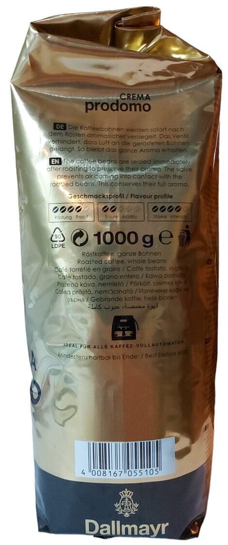 Dallmayr Crema Prodomo kavos pupelės 1 kg | CoffeeBoss