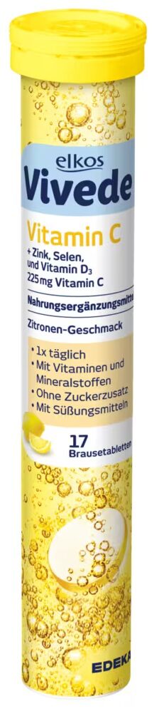 Elkos Vivede Vitamin C šķīstošās tabletes 102 g (17 gab.) - Imunitātei ...