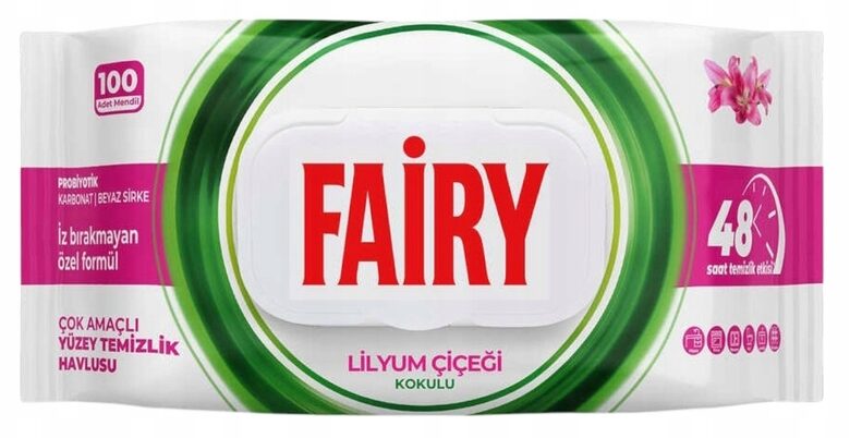 Fairy Lily (pink) universālās virsmu tīrīšanas mitrās salvetes (100 gab.)