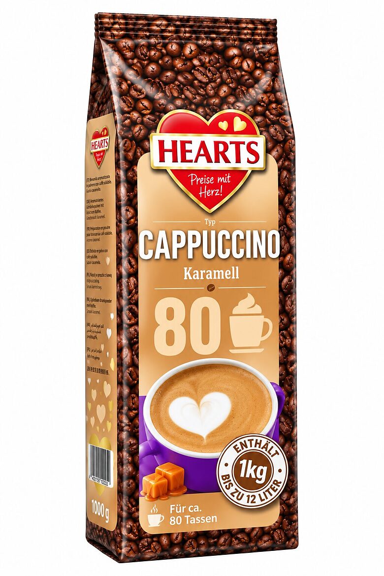Hearts Cappuccino Karamell šķīstošais kapučīno dzēriens ar karameļu garšu 1 kg