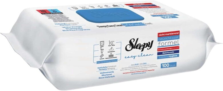 Sleepy Easy Clean Bleach Additive (blue) universālās virsmu tīrīšanas mitrās salvetes (100 gab.)