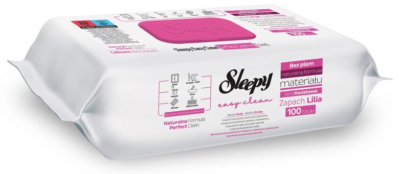 Sleepy Easy Clean Lilium Bouquet (pink) universālās virsmu tīrīšanas mitrās salvetes (100 gab.)