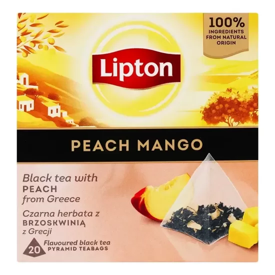 Lipton Peach & Mango Tea virsiku- ja mangomaitseline aromatiseeritud must tee teekottides 34 g (20 tk.)