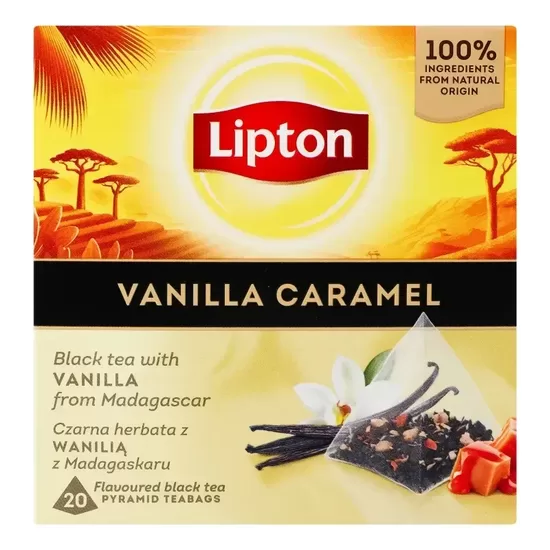 Lipton Vanilla Caramel Tea vanilli- ja karamellimaitseline aromatiseeritud must tee teekotikestes 34 g (20 tk)