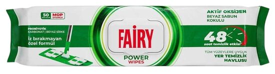 Fairy Power Wipes (green) universalios grindų valymo drėgnos servetėlės (50 vnt.)