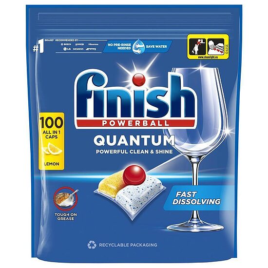 Finish Quantum All In 1 Lemon trauku mazgājamās mašīnas tabletes 100 gab.