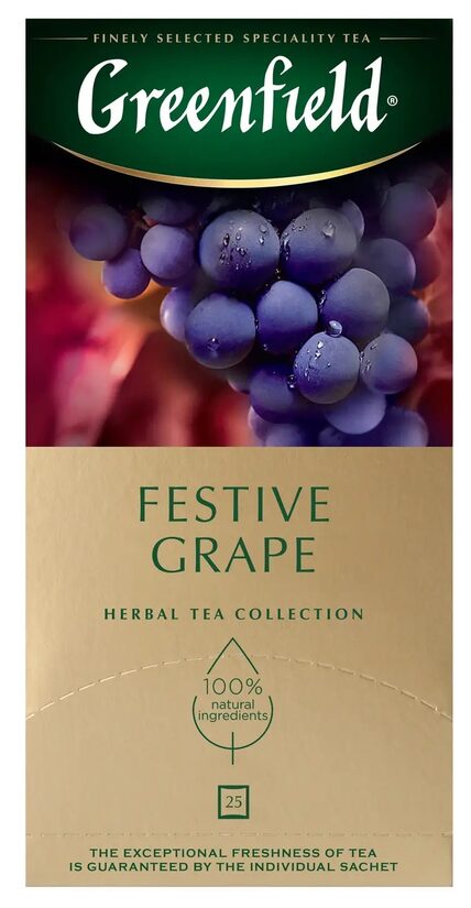 Greenfield Festive Grape чайный напиток со вкусом и ароматом винограда в пакетиках 50 г (25 шт)