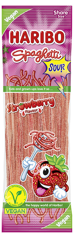 Haribo Spaghetti Strawberry želejkonfektes ar zemeņu garšu 200 g