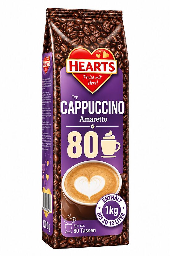 Hearts Cappuccino Amaretto lahustuv cappuccino-jook Amaretto likööri maitsega 1 kg