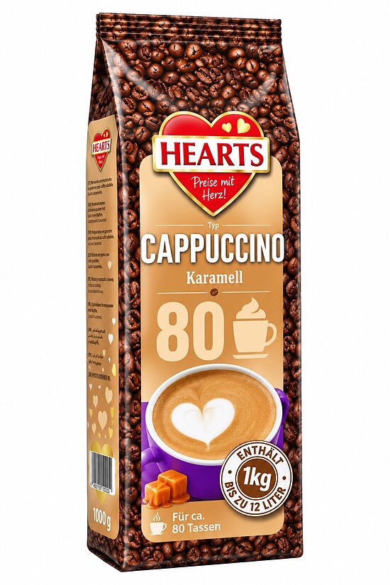 Hearts Cappuccino Karamell šķīstošais kapučīno dzēriens ar karameļu garšu 1 kg