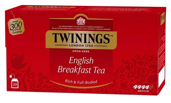 Twinings English Breakfast Tea juodoji arbata su bergamote maišeliuose 40 g (20 vnt.)