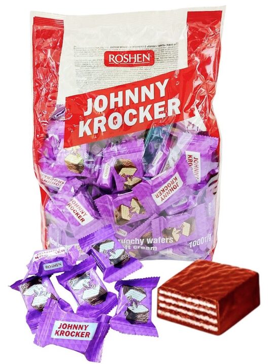 Roshen Johnny Krocker vafeles ar piena garšas pildījumu (violet) 1 kg
