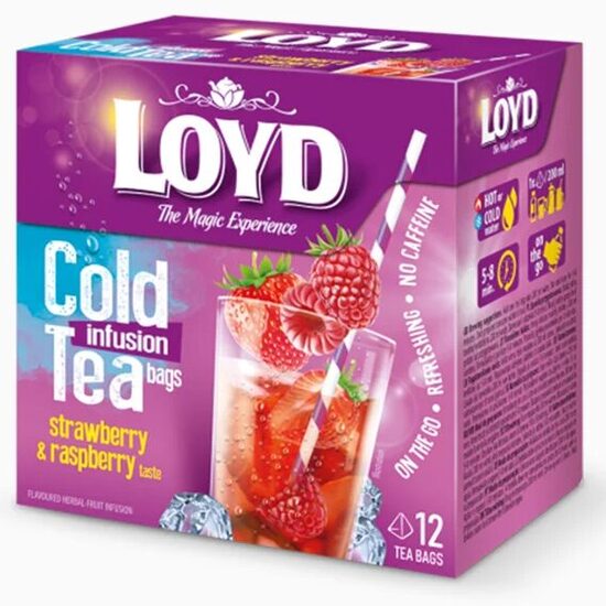 Loyd Cold Infusion tēja ar zemeņu un aveņu garšu, 30 g (12 paciņas)
