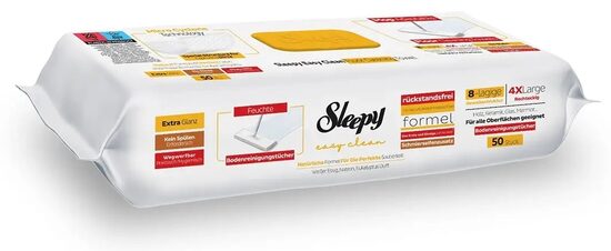 Sleepy Easy Clean Herbal Soap Additive (yellow) universalios grindų valymo drėgnos servetėlės (50 vnt.)