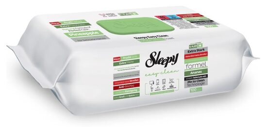 Sleepy Easy Clean Pineapple (green) универсальные влажные салфетки для очистки поверхностей (100 шт.)