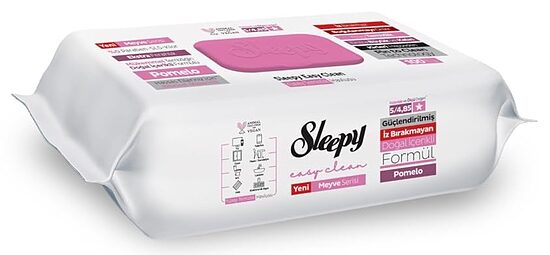 Sleepy Easy Clean Pomelo (pink) universālās virsmu tīrīšanas mitrās salvetes (100 gab.)