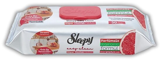 Sleepy Easy Clean Super Kitchen Grapefruit (pink) universalios drėgnos paviršių valymo servetėlės virtuvei (50 vnt.)