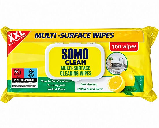 SOMO CLEAN Multi-Surface XXL Lemon niisked puhastuslapid erinevatele pindadele sidrunilõhnaga (100 tk.)