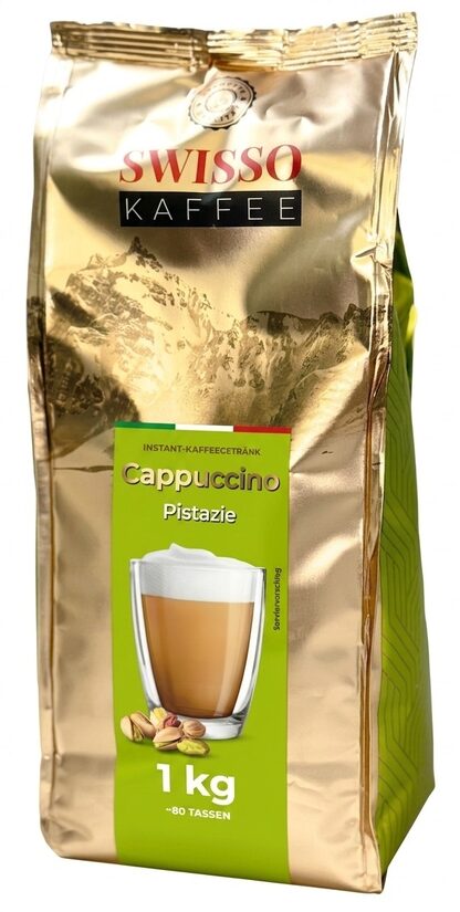 Swisso Cappuccino Pistazie šķīstošais kapučīno dzēriens ar pistāciju garšu 1 kg