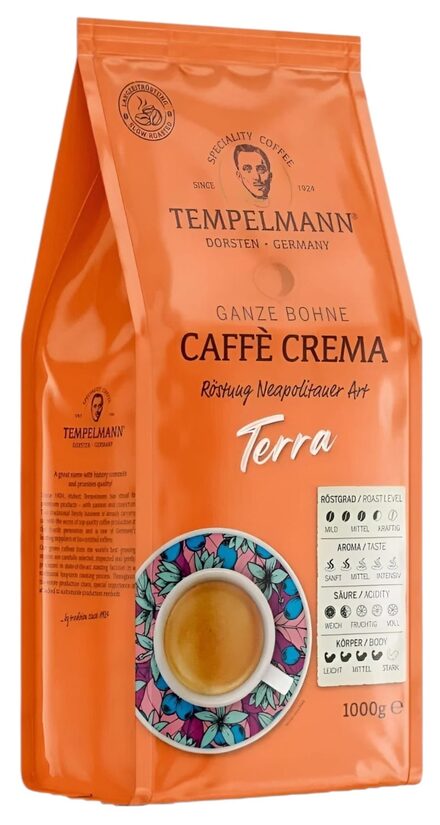 Tempelmann Caffè Crema Terra kafijas pupiņas 1 kg