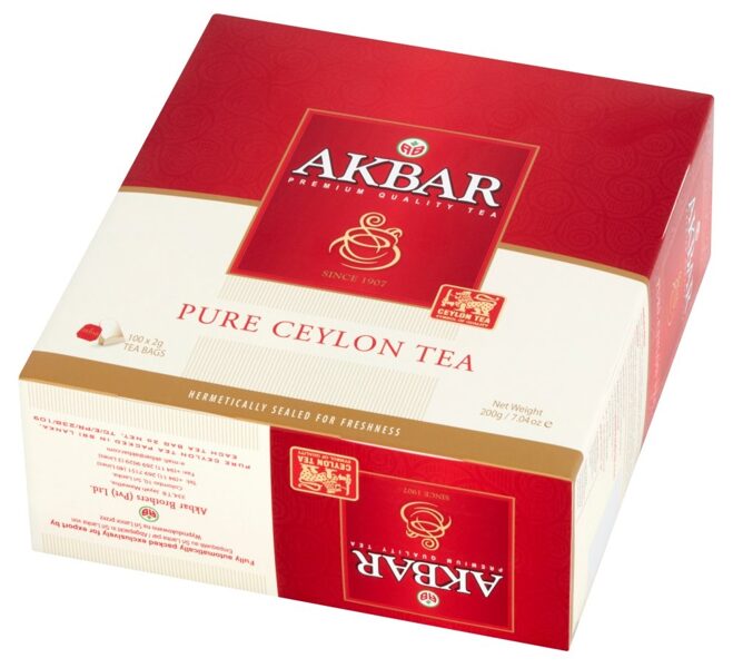 Akbar Pure Ceylon Tea Ceilonas melnā tēja paciņās 200 g (100 gab.)