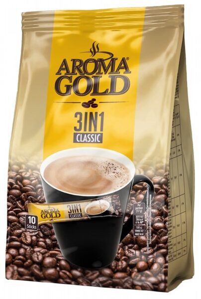 Aroma Gold 3in1 Classic šķīstošās kafijas dzēriens 170 g (17 g x 10)