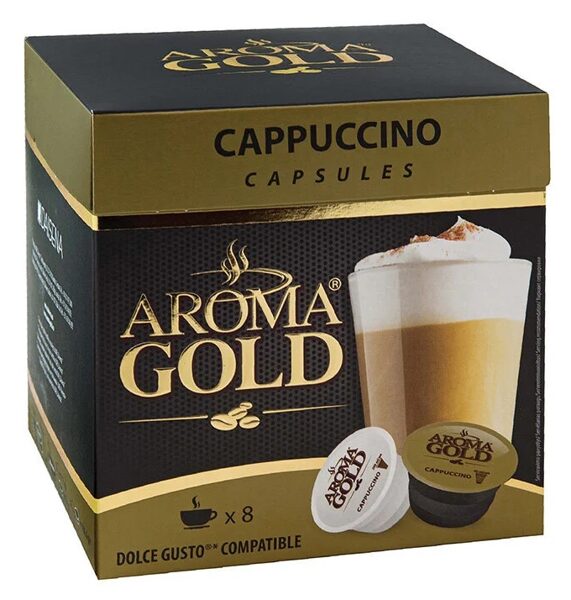 Aroma Gold Dolce Gusto Cappuccino kafijas kapsulas 16 gab. (8+8 gab.)