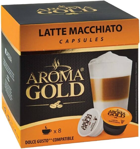 Aroma Gold Dolce Gusto Latte Macchiato kafijas kapsulas 16 gab. (8+8 gab.)