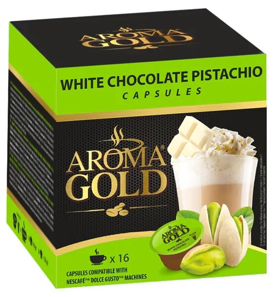 Aroma Gold Dolce Gusto White Chocolate Pistachio kavos kapsulės 16 vnt.