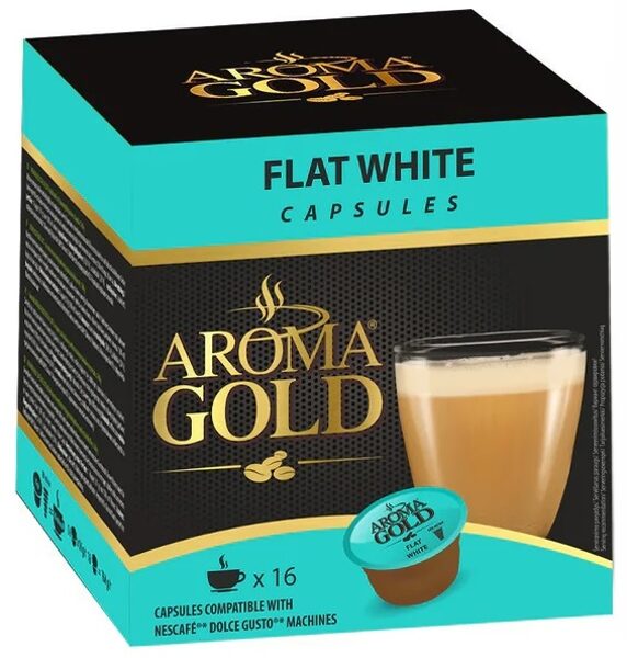 Aroma Gold Dolce Gusto Flat White kavos kapsulės 16 vnt.