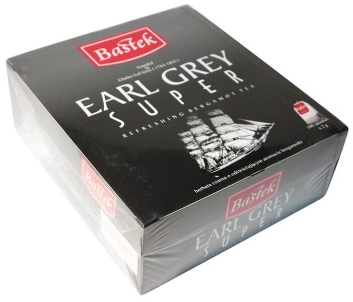Bastek Earl Grey Super melnā tēja ar bergamoti paciņās 200 g (100 gab.)