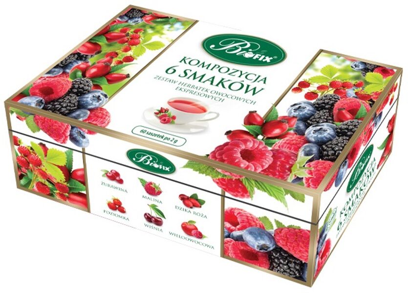 Bi Fix 6 rūšių vaisių arbata maišeliuose po 120 g (60 vnt.)