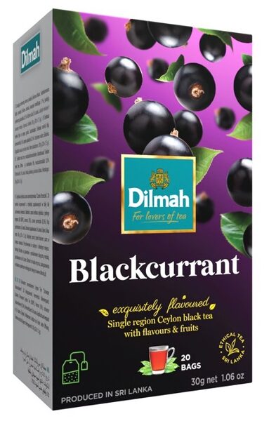 Dilmah Blackcurrant Tea Ceilonas melnā tēja ar upeņu garšu paciņās 30 g (20 gab.)