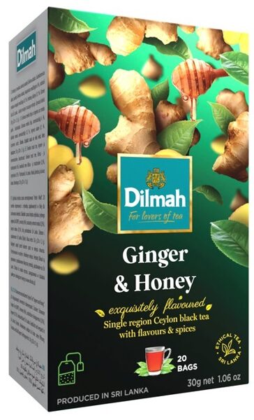 Dilmah Ginger & Honey arbata Ceilono juodoji arbata su imbiero ir medaus skonio pakeliais 30 g (20 vnt.)