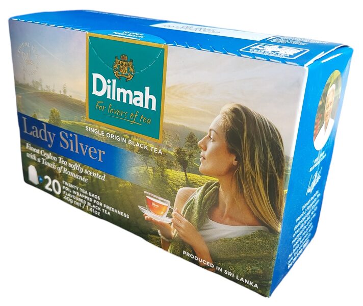 Dilmah Lady Silver Ceilonas melnā tēja ar angļu īrisa garšu paciņās 40 g (20 gab.)