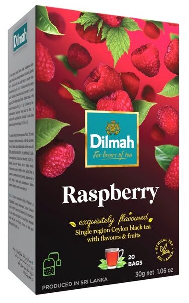 Dilmah Raspberry Tea Ceilonas melnā tēja ar aveņu garšu paciņās 30 g (20 gab.)