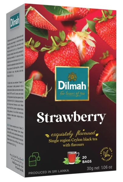 Dilmah Strawberry Tea Ceilonas melnā tēja ar zemeņu garšu paciņās 30 g (20 gab.)