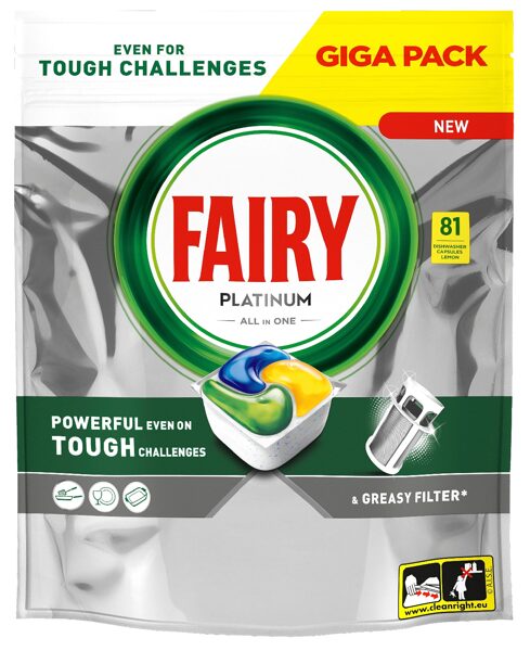 Fairy Platinum All In One таблетки для посудомоечной машины 81 шт.