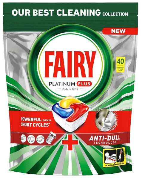 Fairy Platinum Plus Lemon All In One trauku mazgājamās mašīnas tabletes 40 gab.