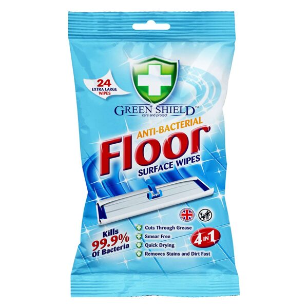 Green Shield Anti-Bacterial Floor Surface antibakterinės grindų valymo servetėlės ​​(24 vnt.)