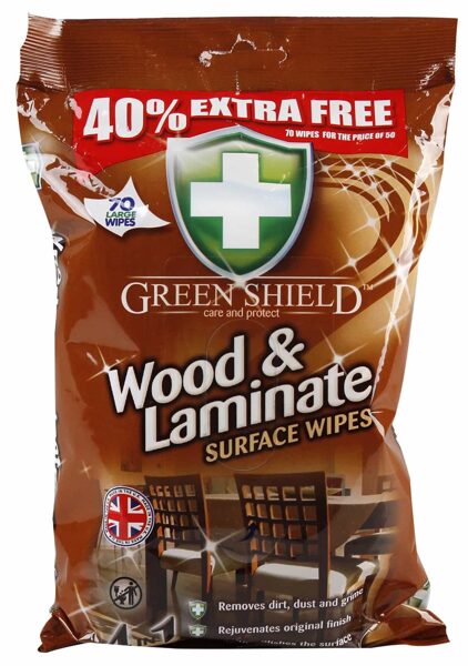 Green Shield Wood & Laminate tīrīšanas salvetes koka un lamināta virsmām (70 gab.)