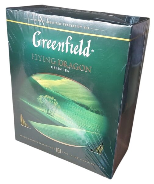 Greenfield Flying Dragon Green Tea žalioji plačialapė arbata maišeliuose 200 g (100 vnt.)
