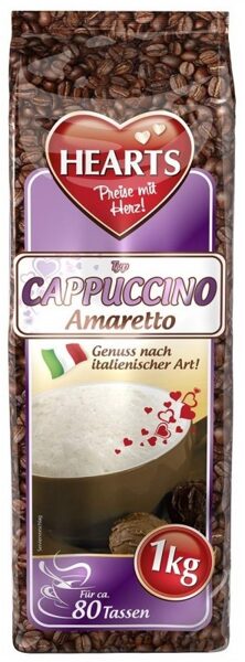 Hearts Cappuccino Amaretto tirpus kapučino gėrimas su Amaretto skonio likeriu 1 kg