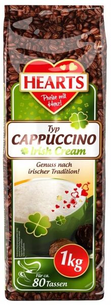 Hearts Cappuccino Irish Cream šķīstošais kapučīno dzēriens ar īru liķiera garšu 1 kg