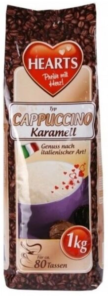 Hearts Cappuccino Karamell растворимый капучино напиток с карамельным вкусом 1 кг