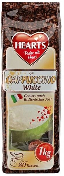 Hearts Cappuccino White šķīstošais baltais kapučīno dzēriens 1 kg