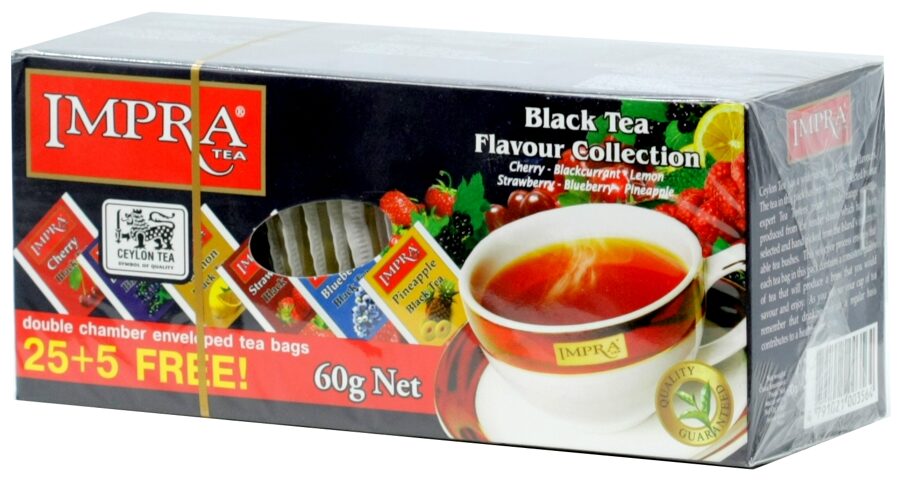 Impra Black Tea Flavour Collection 6 rūšių 100% grynos Ceilono juodosios arbatos maišeliai 60 g (30 vnt.)