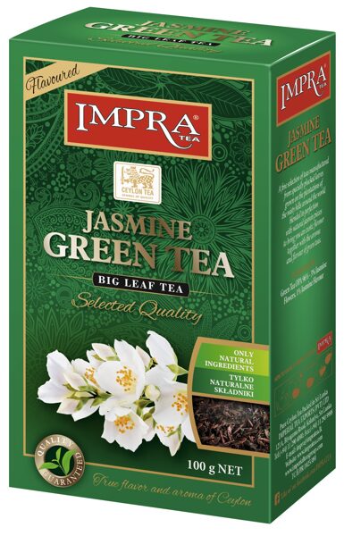 Impra Jasmine Green Tea Flavoured beramā lielo lapu zaļā tēja ar jasmīnu 100 g