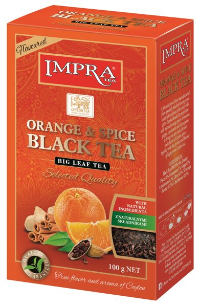 Impra Orange & Spice Black Tea Flavoured stambialapė biri juodoji arbata su apelsino gabaliukais 100 g