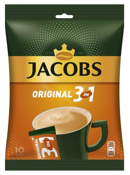 Jacobs Original 3in1 šķīstošās kafijas dzēriens 152 g (15.2 g x 10)